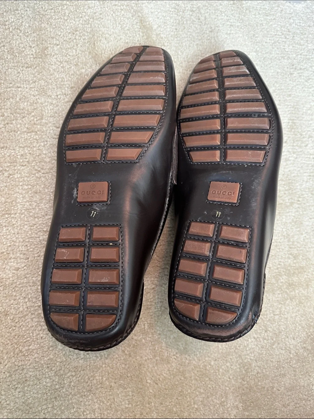 Gucci Brown GG Monogram Leather Trim Slip-On Loafers